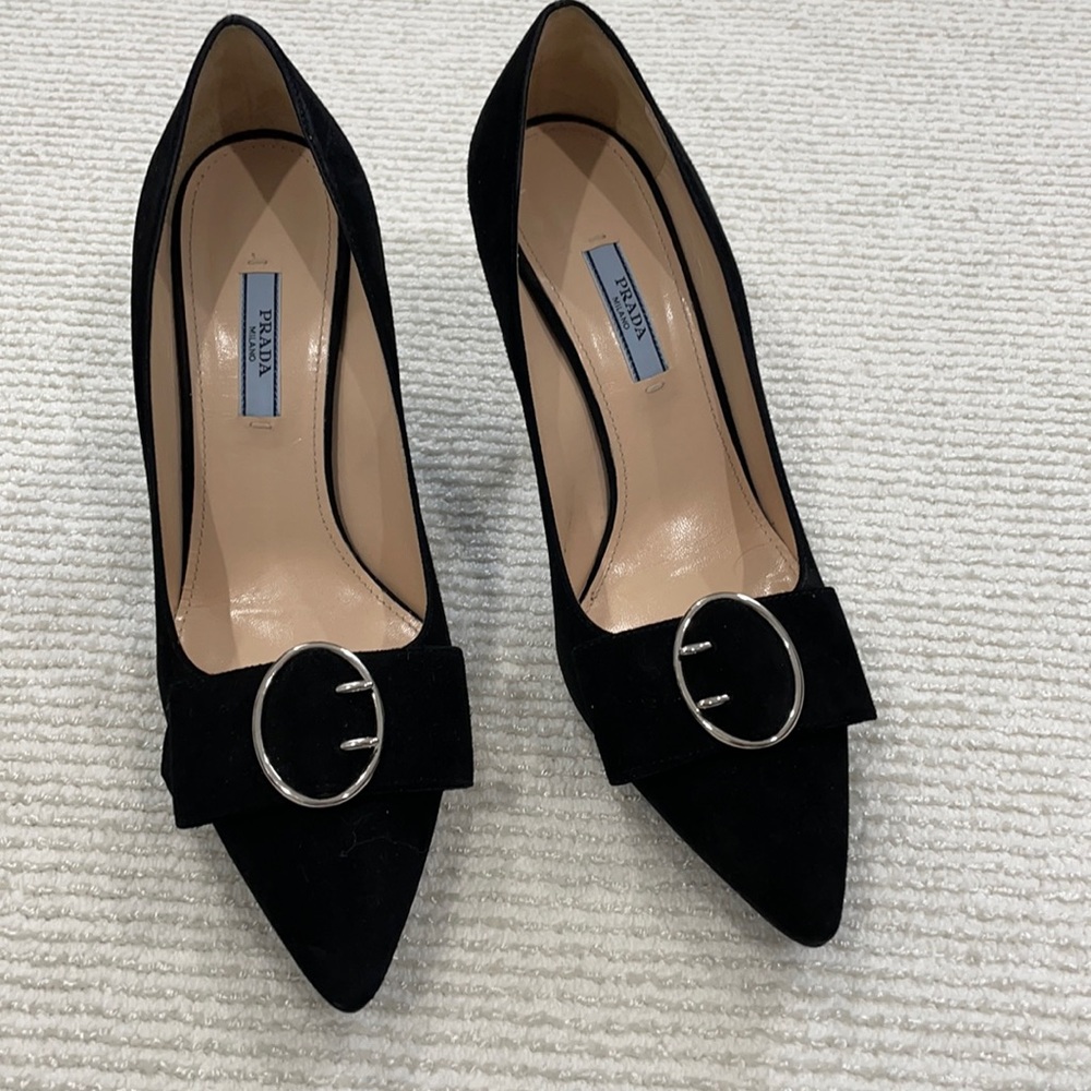 PRADA black suede pumps